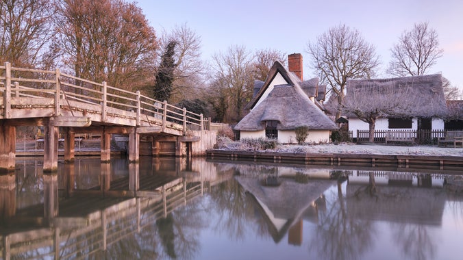 Bridge cottage at Flatford in Winter, Suffolk
